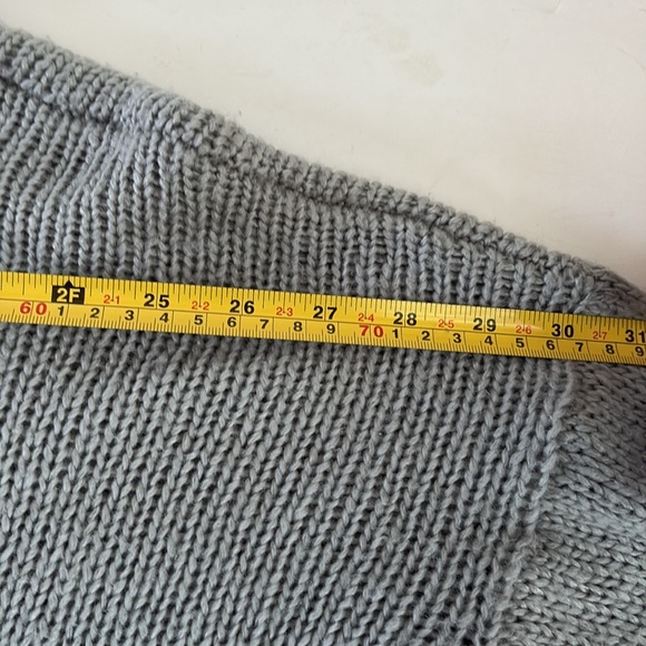 Wooden Ships chunky slouchy crew neck drop shoulder gray sweater with white star - Picture 13 of 16